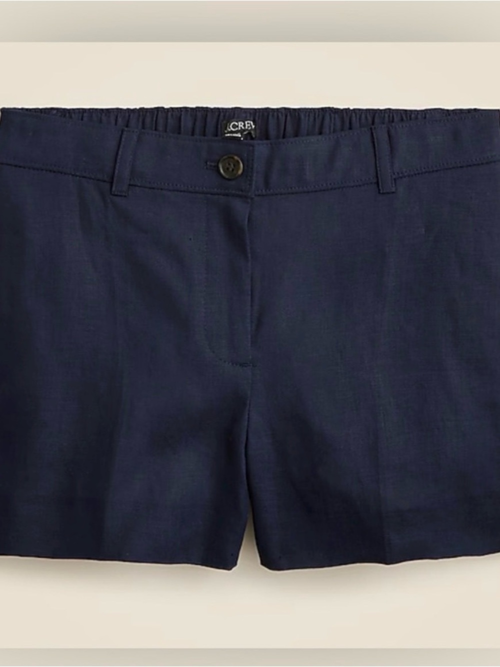 J. Crew Navy High-Waist Linen-Blend Shorts
